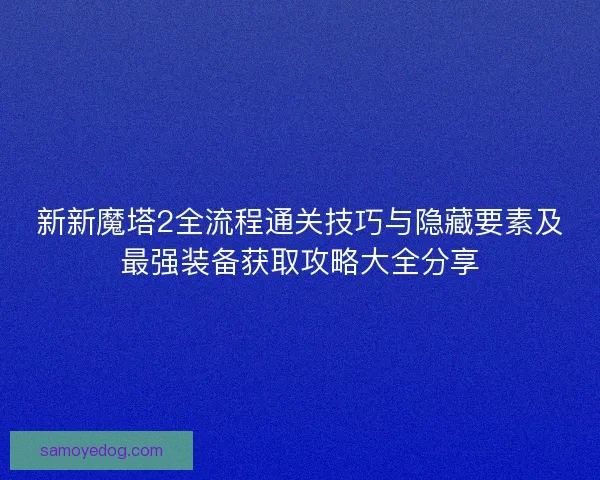 新新魔塔2全流程通关技巧与隐藏要素及最强装备获取攻略大全分享