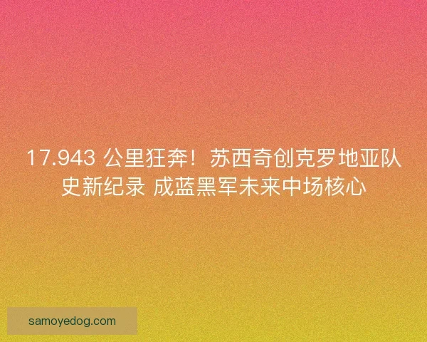 17.943 公里狂奔！苏西奇创克罗地亚队史新纪录 成蓝黑军未来中场核心