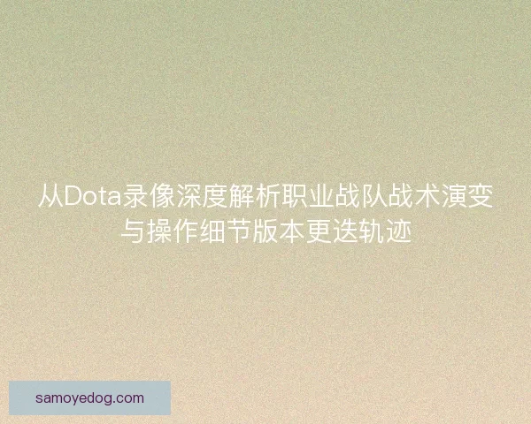 从Dota录像深度解析职业战队战术演变与操作细节版本更迭轨迹