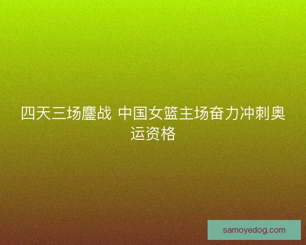 四天三场鏖战 中国女篮主场奋力冲刺奥运资格